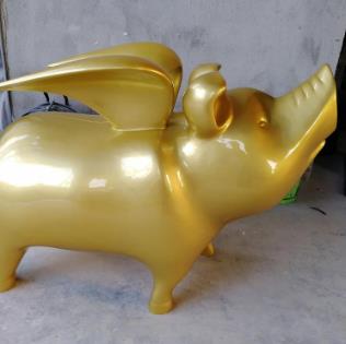 玻璃钢金猪卡通雕塑公仔形象设计